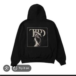Taylor Swift TTPD Black Hoodie with Monochrome Portrait S
